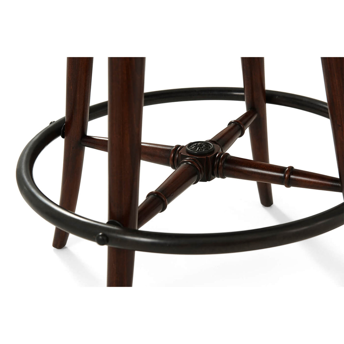 English Leather Upholstered Swivel Bar Stool - English Georgian America