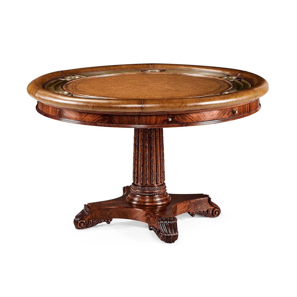English Mahogany Round Poker Table - English Georgian America