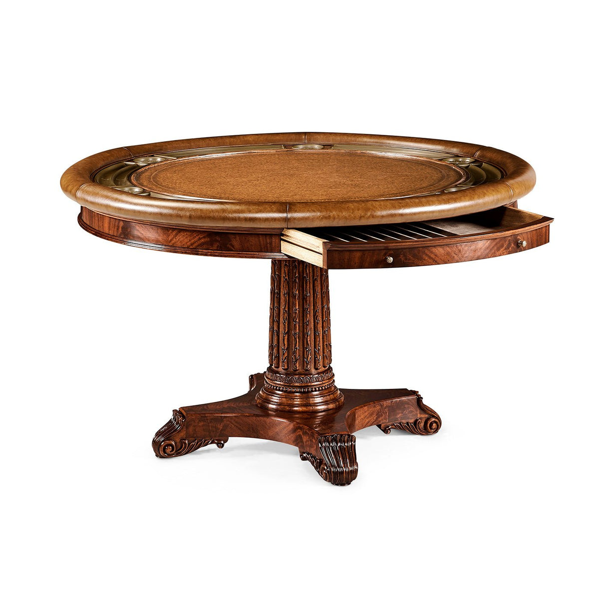 English Mahogany Round Poker Table - English Georgian America