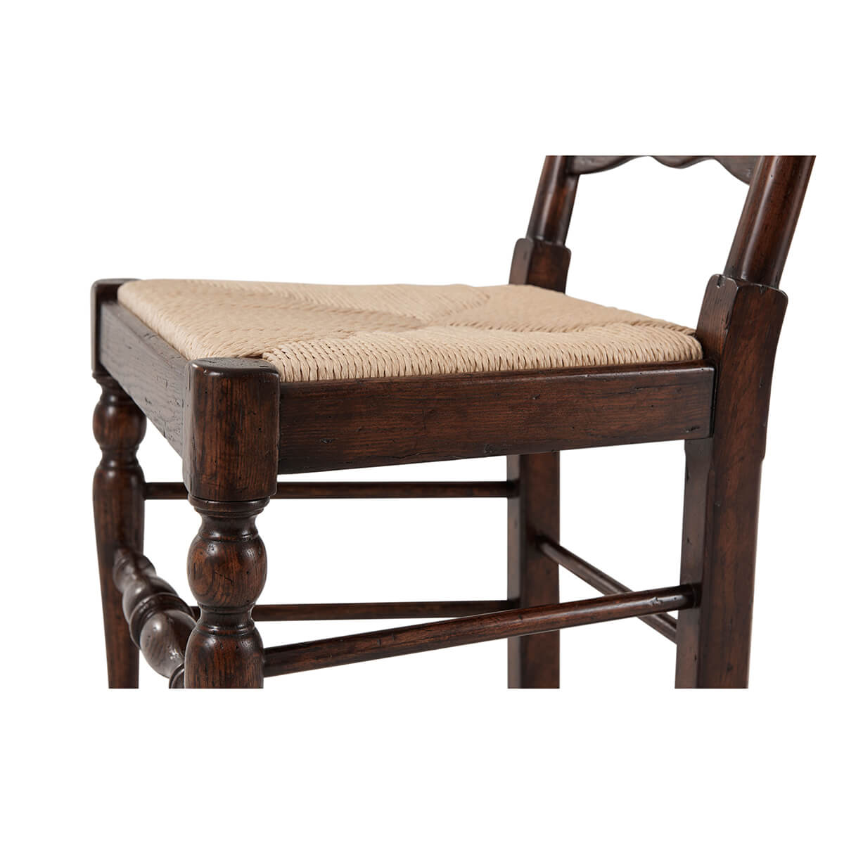 English Oak Ladderback Side Chair - English Georgian America