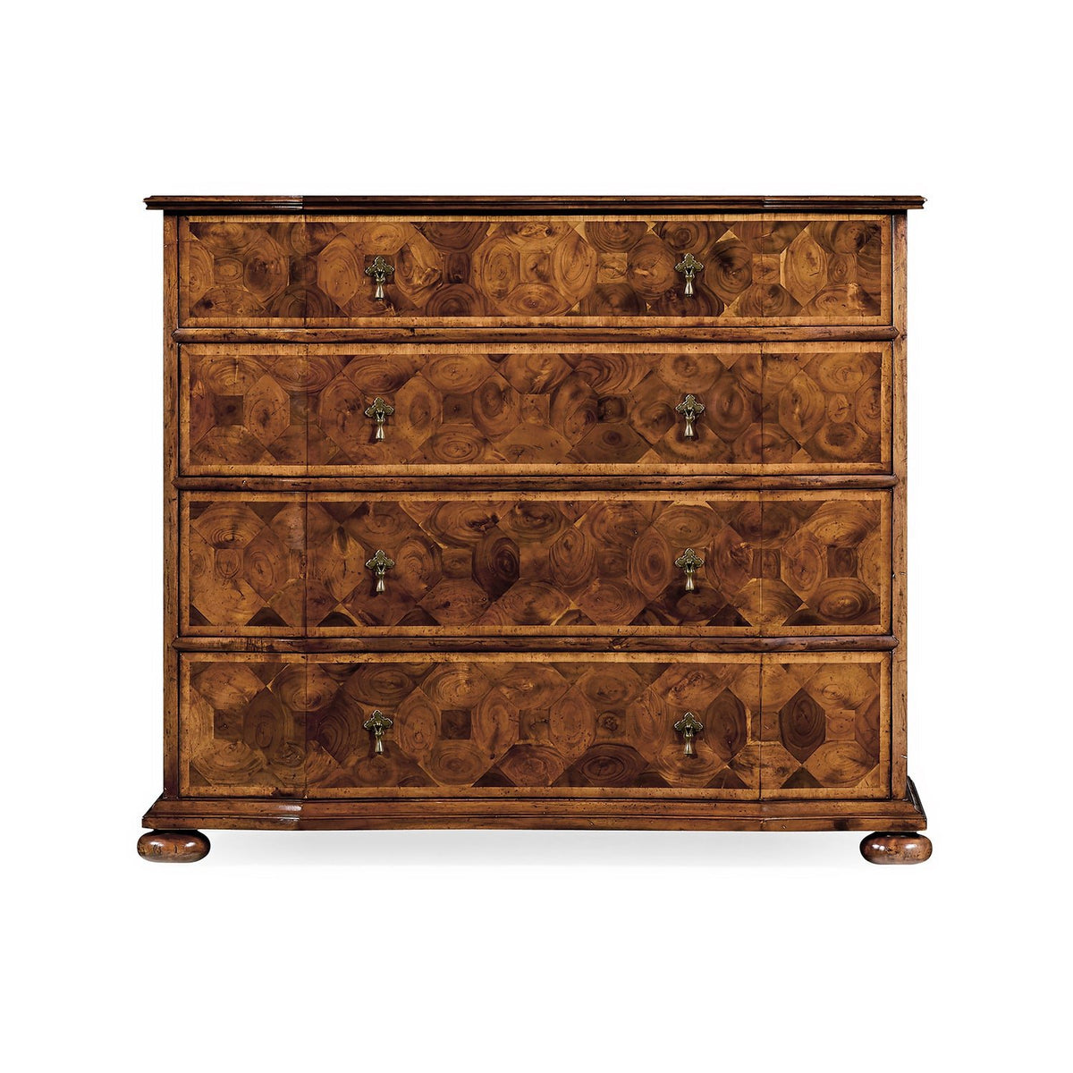English Oyster Veneer Chest of Drawers – William and Mary Style - English Georgian America