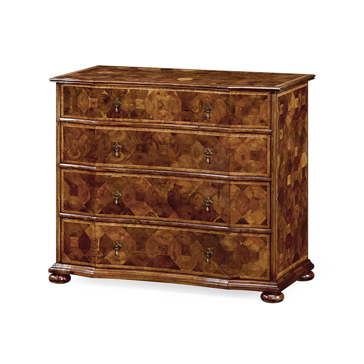 English Oyster Veneer Chest of Drawers – William and Mary Style - English Georgian America