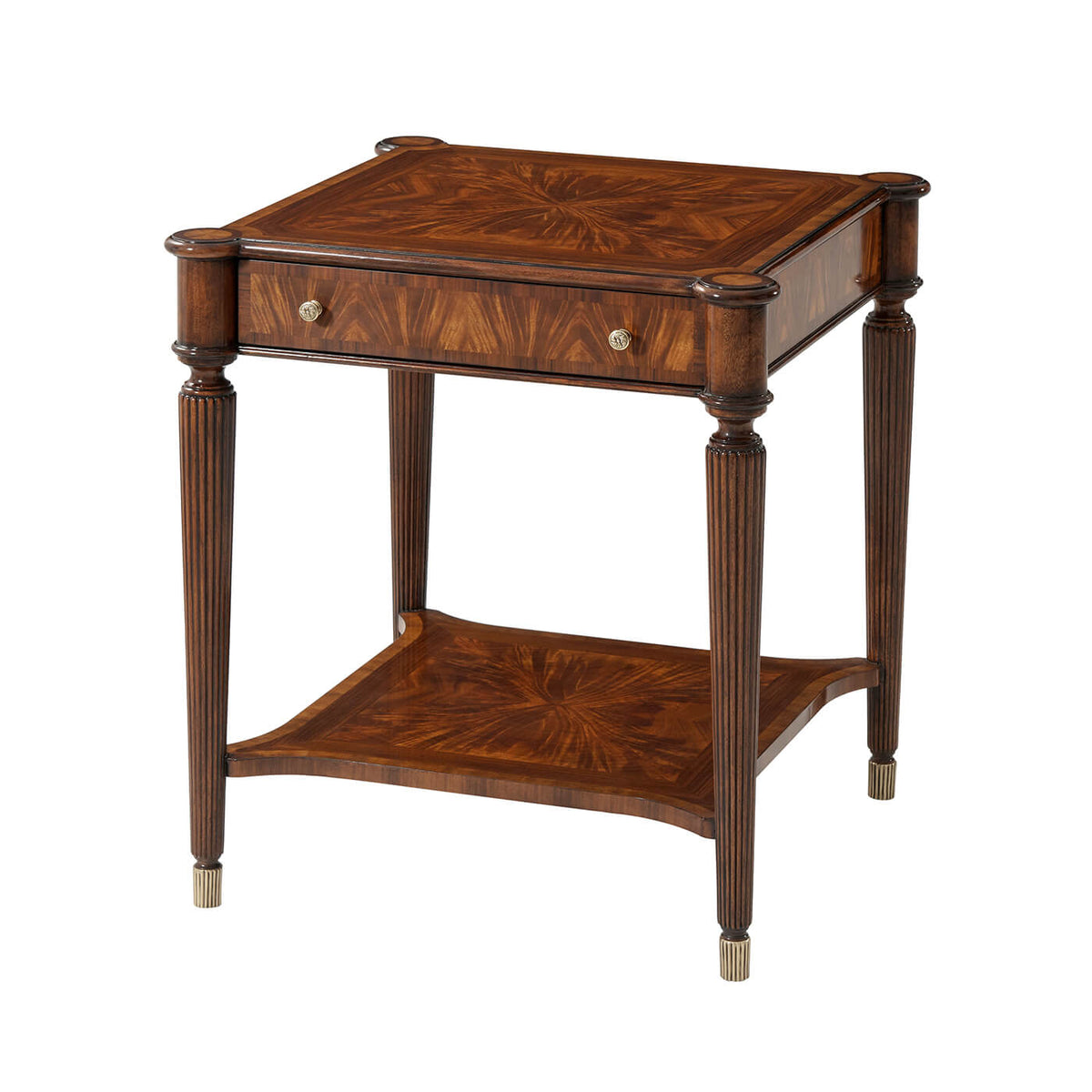English Reeded Leg End Table - English Georgian America