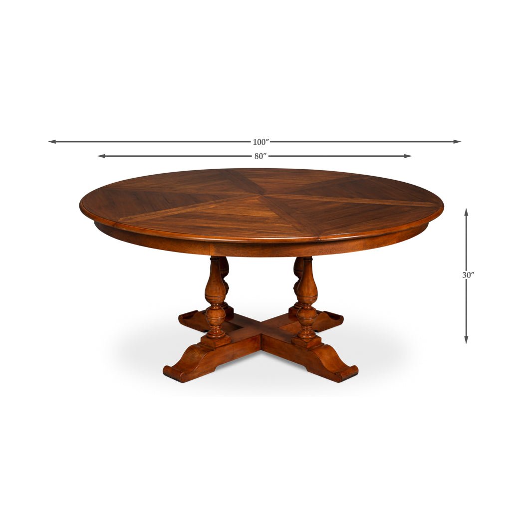 English Round Jupe Dining Table - 100&quot; - English Georgian America