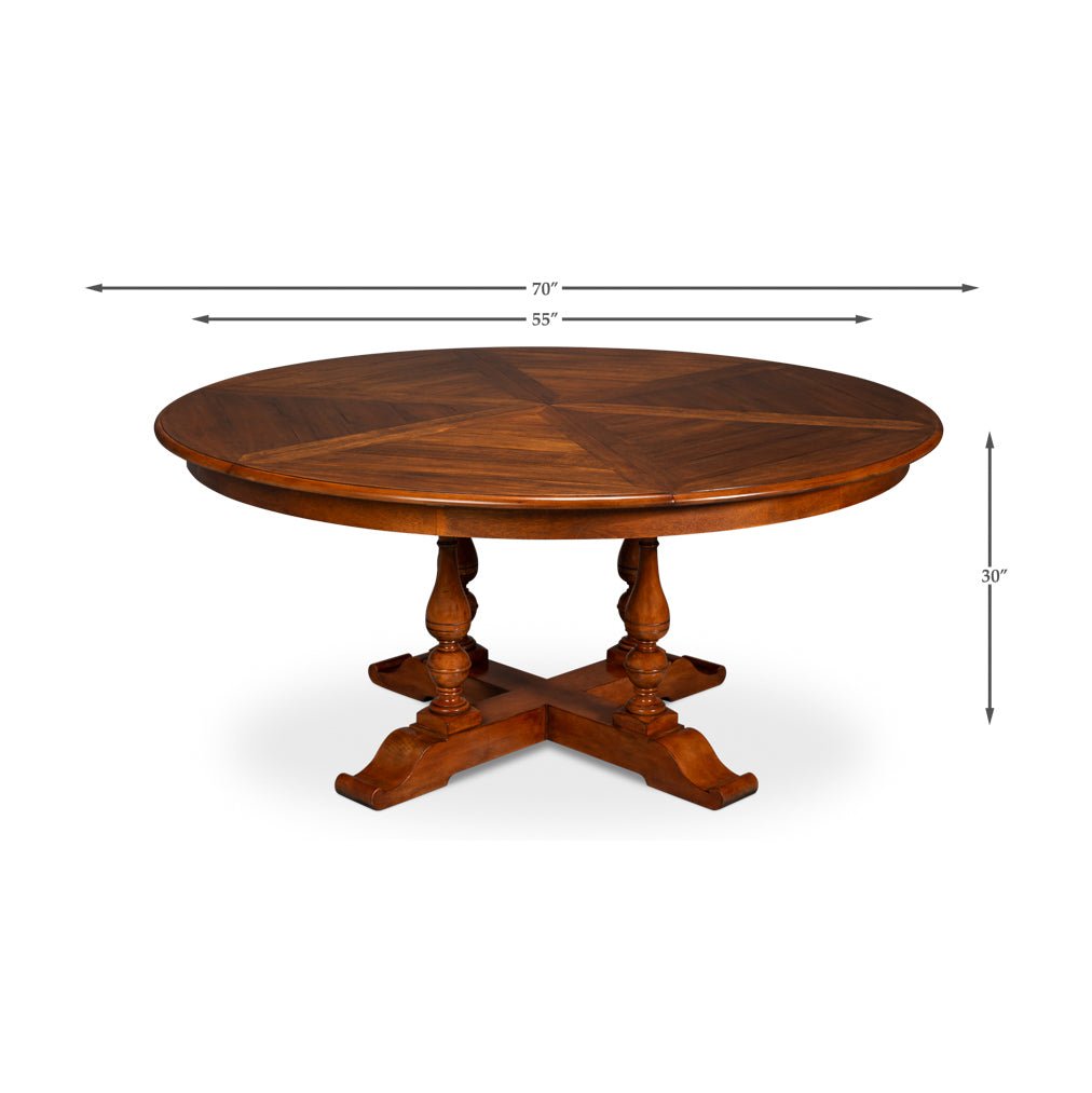 English Round Jupe Dining Table - 70&quot; - English Georgian America