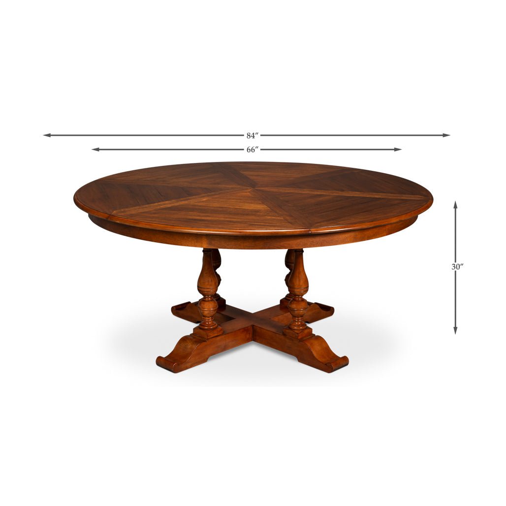 English Round Jupe Dining Table - 84&quot; - English Georgian America