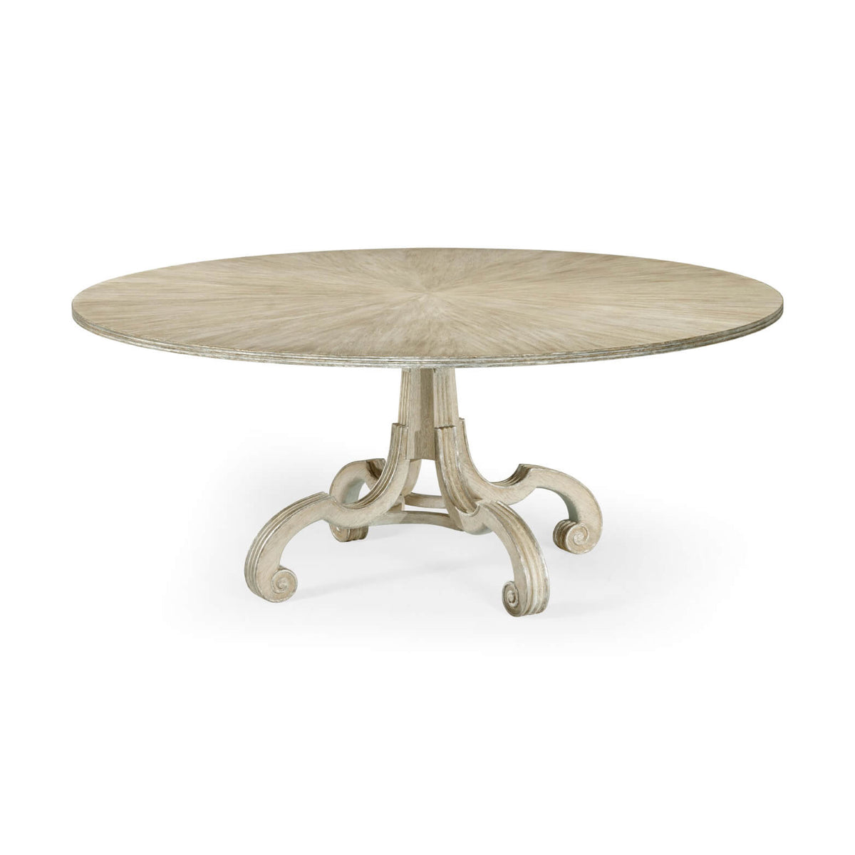 English Round Oak Dining Table - Venetian Silver - English Georgian America