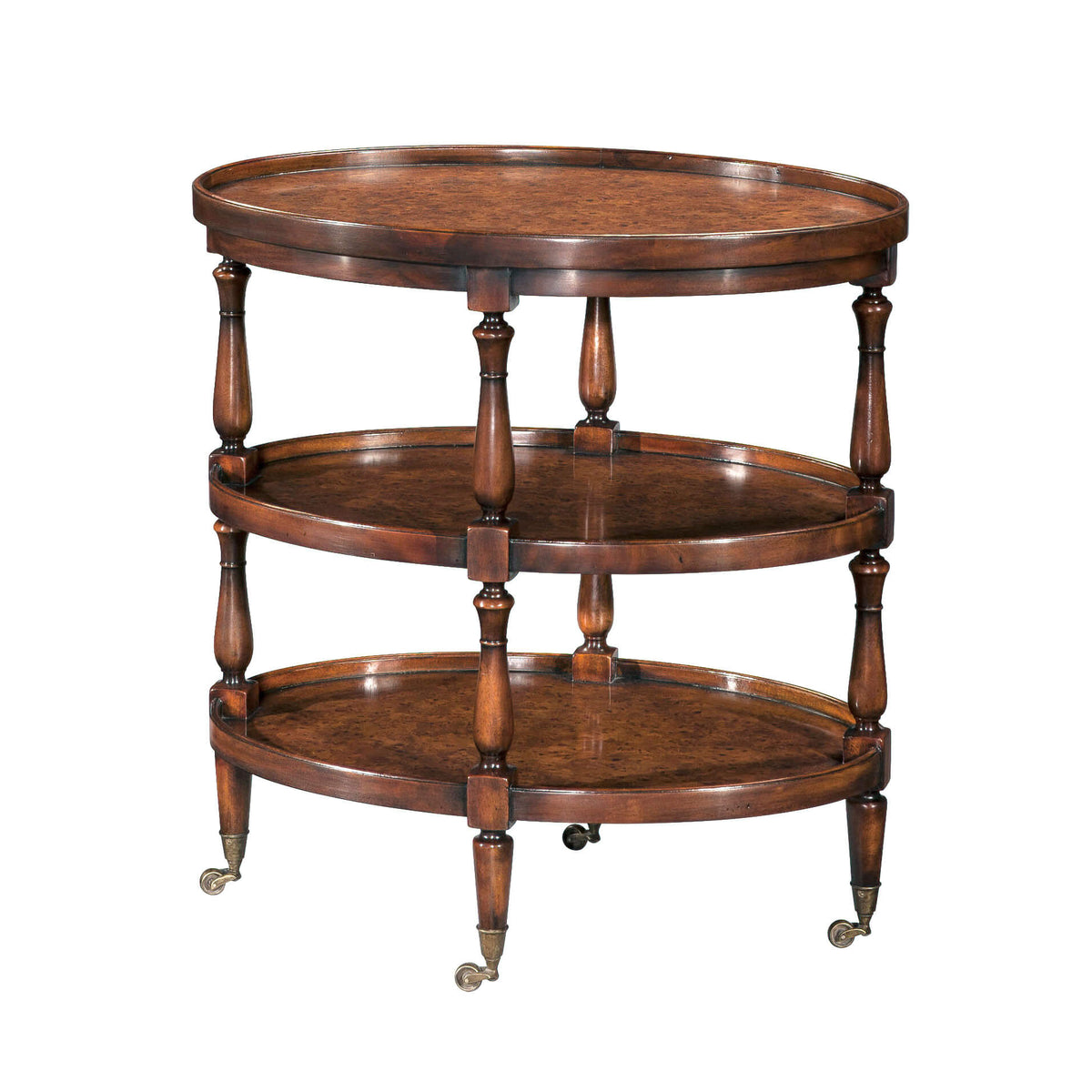 English Three - Tier Oval End Table - English Georgian America