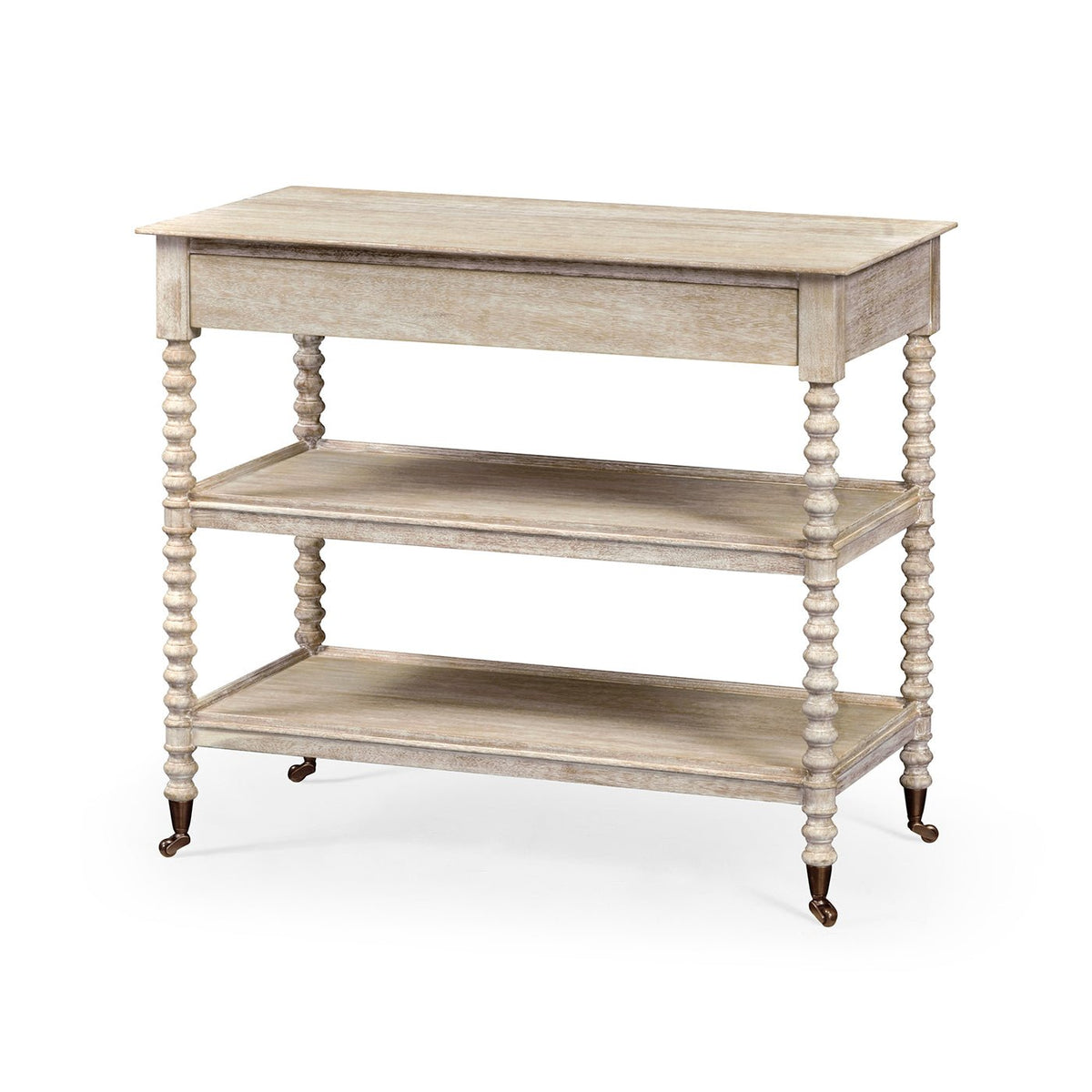 English Three Tier Whitewashed End Table - English Georgian America