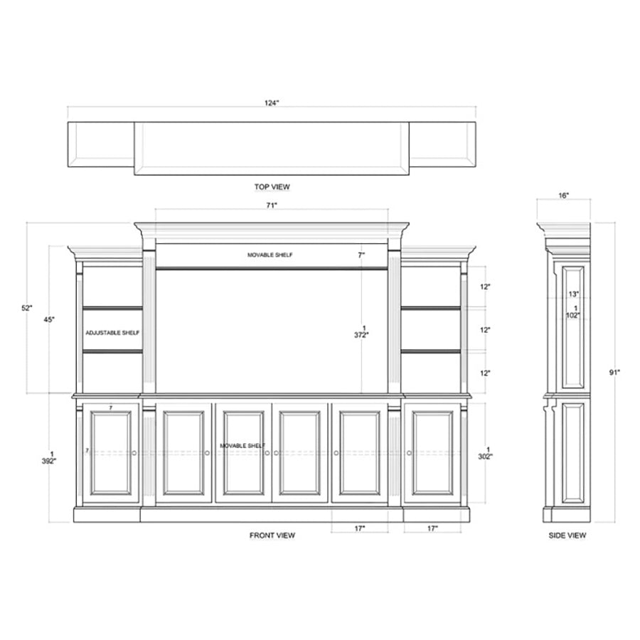 Entertainment Center Wall Unit in Batavia Black - English Georgian America