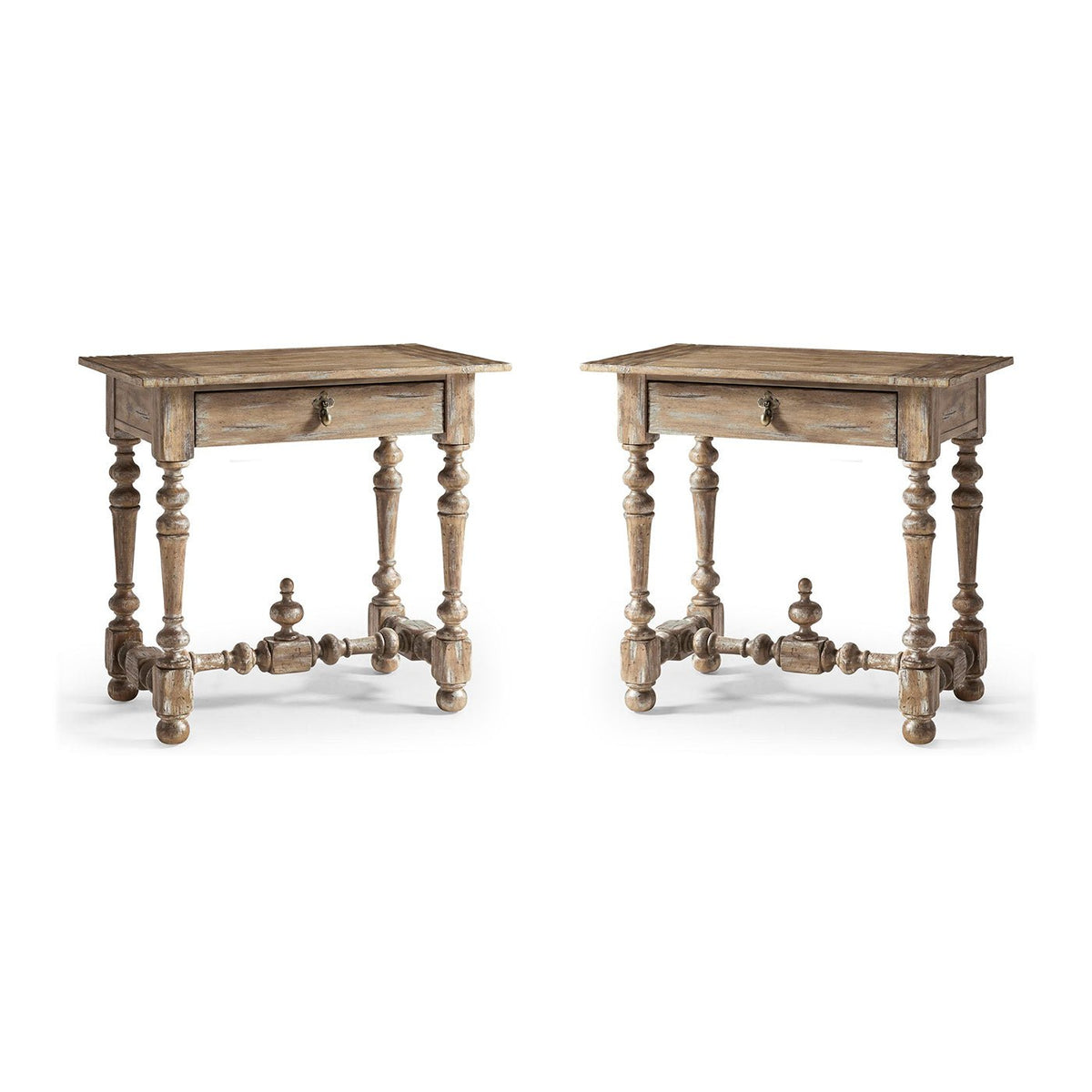 European Farmhouse Turned Leg Nightstand - English Georgian America