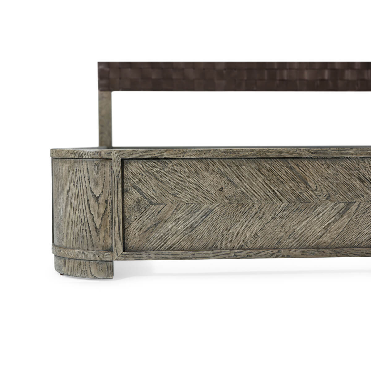 European Greyed Oak Chevron California King Bed - English Georgian America