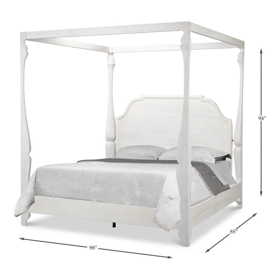 European Style Canopy Bed - Bungalow White - English Georgian America