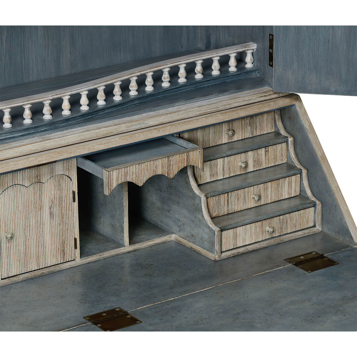 European Whitewashed Secretary Bookcase - English Georgian America