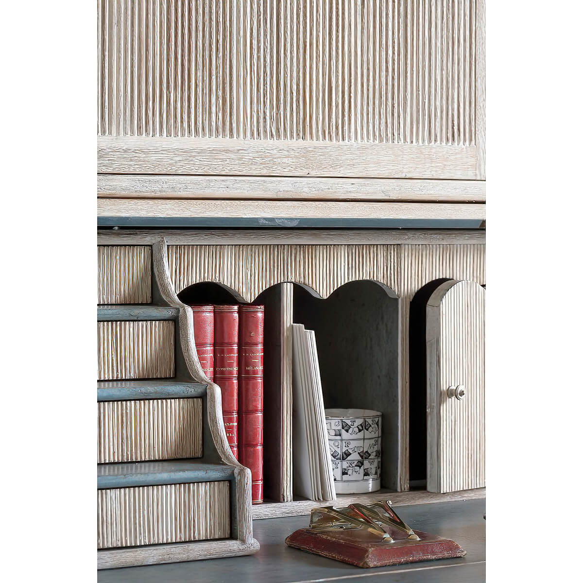 European Whitewashed Secretary Bookcase - English Georgian America