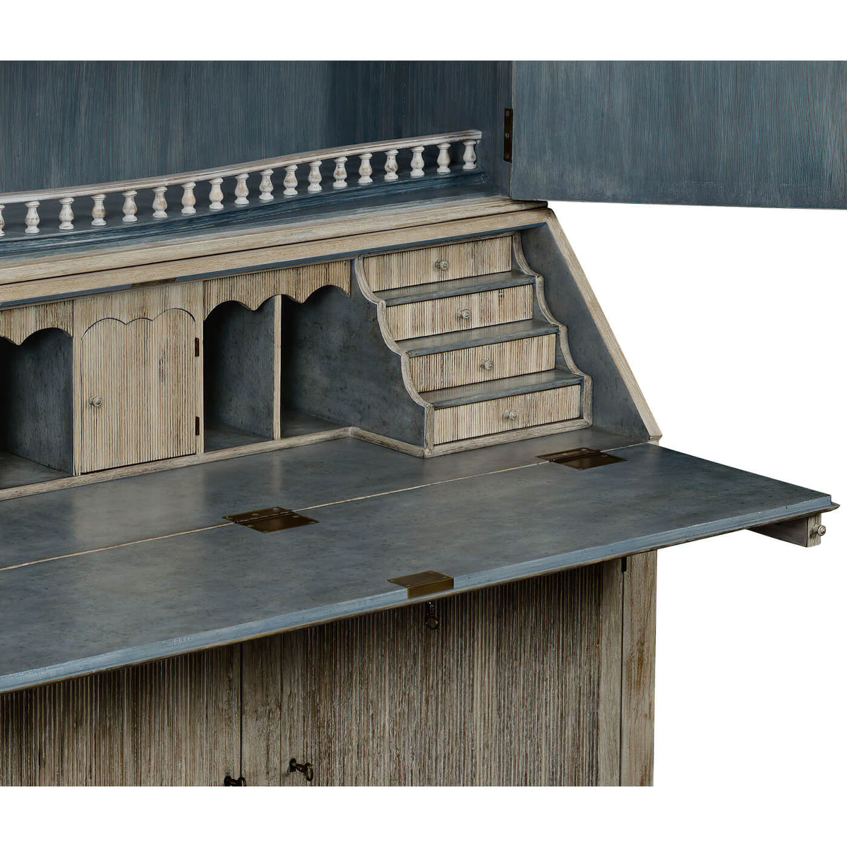 European Whitewashed Secretary Bookcase - English Georgian America