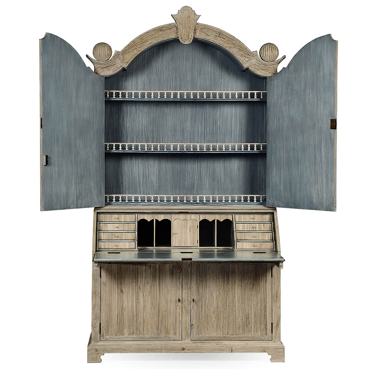 European Whitewashed Secretary Bookcase - English Georgian America
