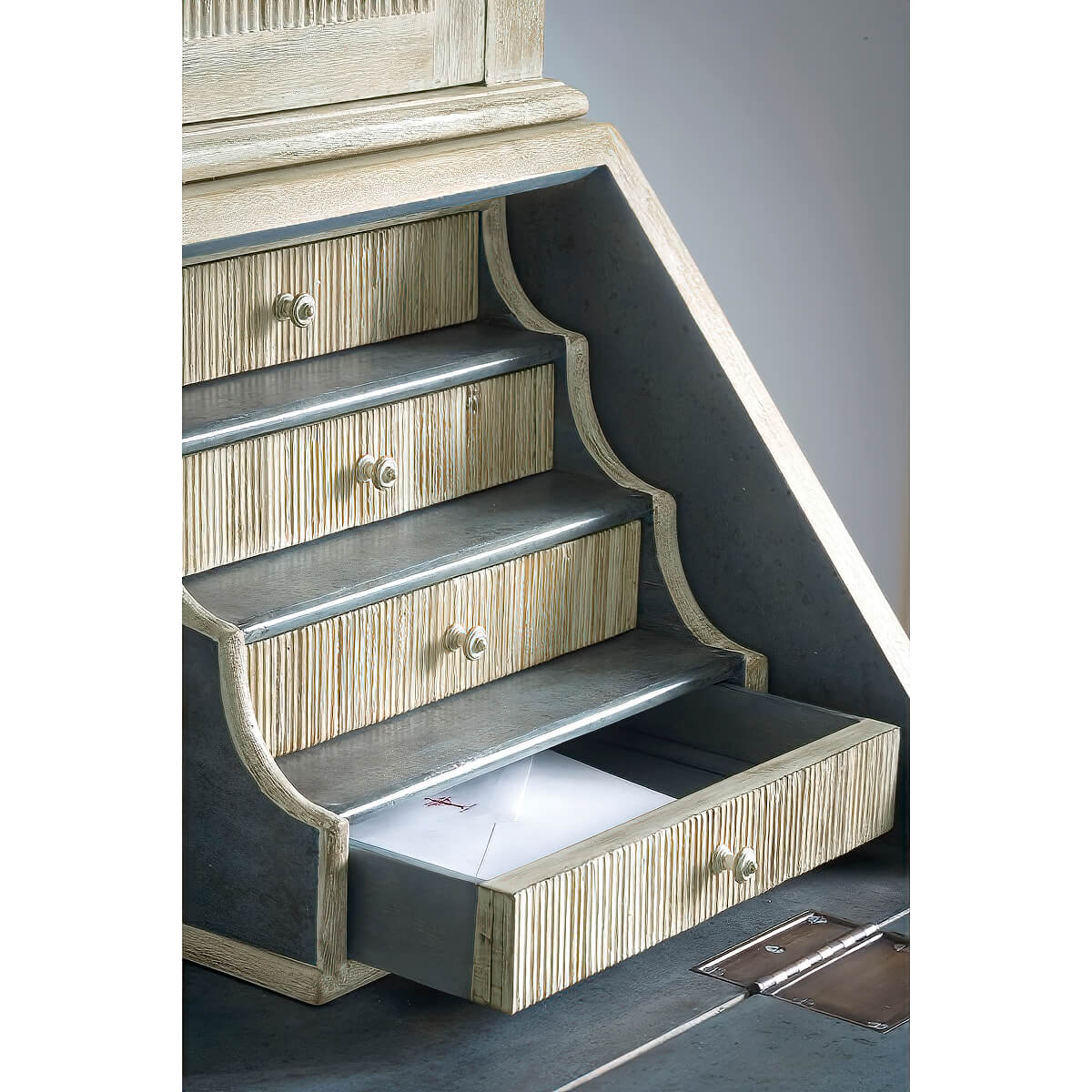 European Whitewashed Secretary Bookcase - English Georgian America