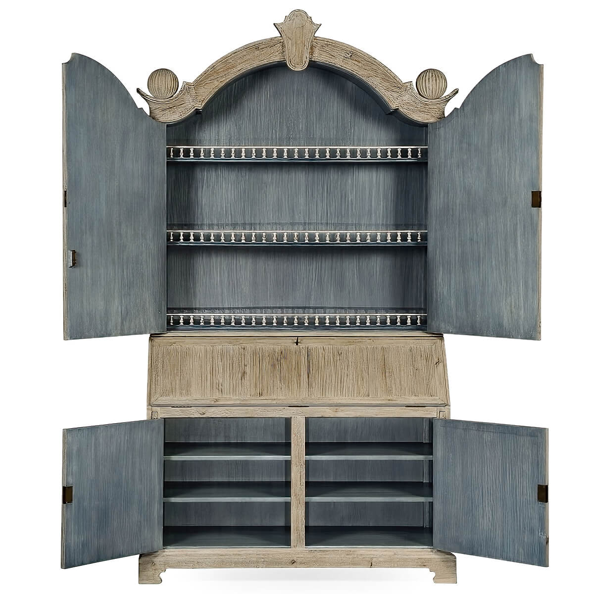 European Whitewashed Secretary Bookcase - English Georgian America