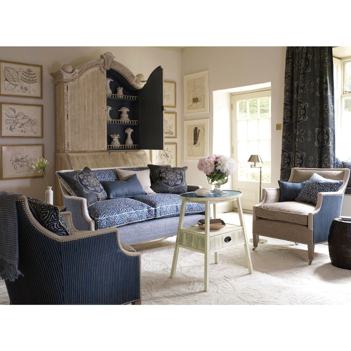 European Whitewashed Secretary Bookcase - English Georgian America