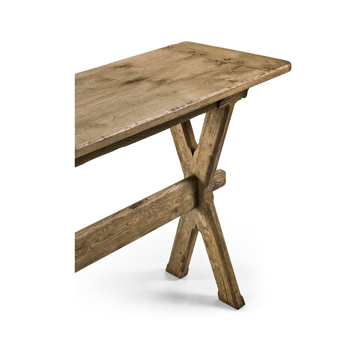 Faded Oak Narrow Solid Wood Console Table - English Georgian America