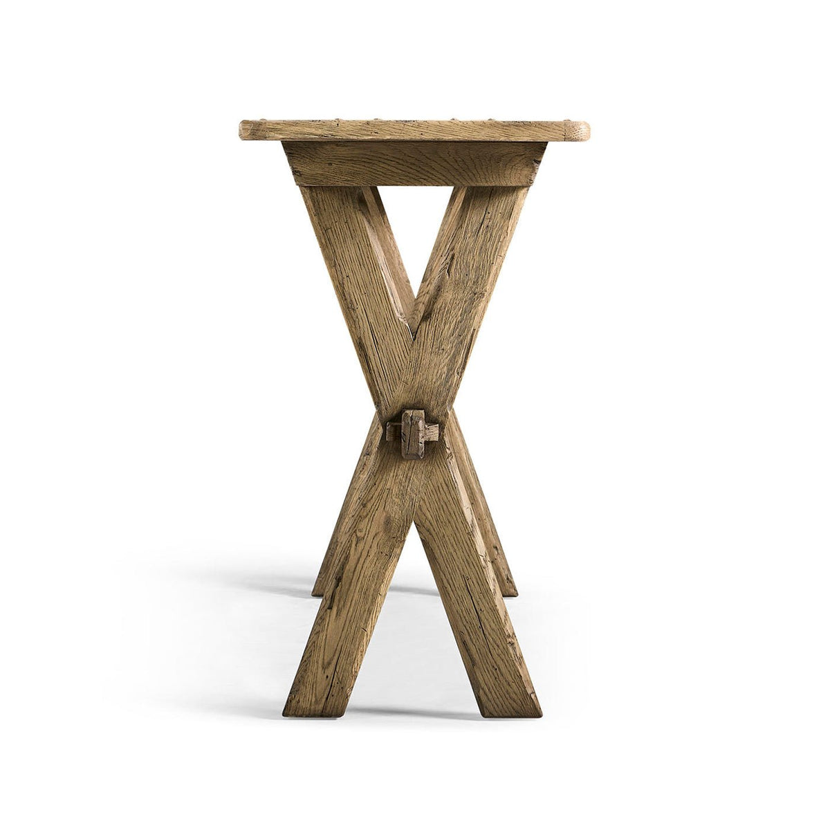 Faded Oak Narrow Solid Wood Console Table - English Georgian America