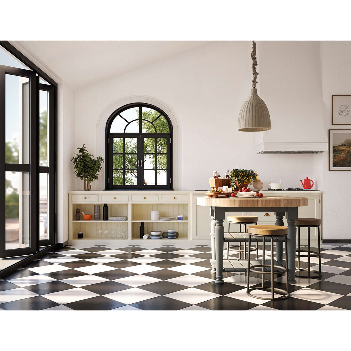 Farmhouse Butcher Block Kitchen Island - English Georgian America
