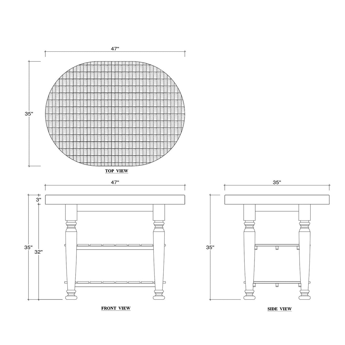 Farmhouse Butcher Block Kitchen Island - English Georgian America