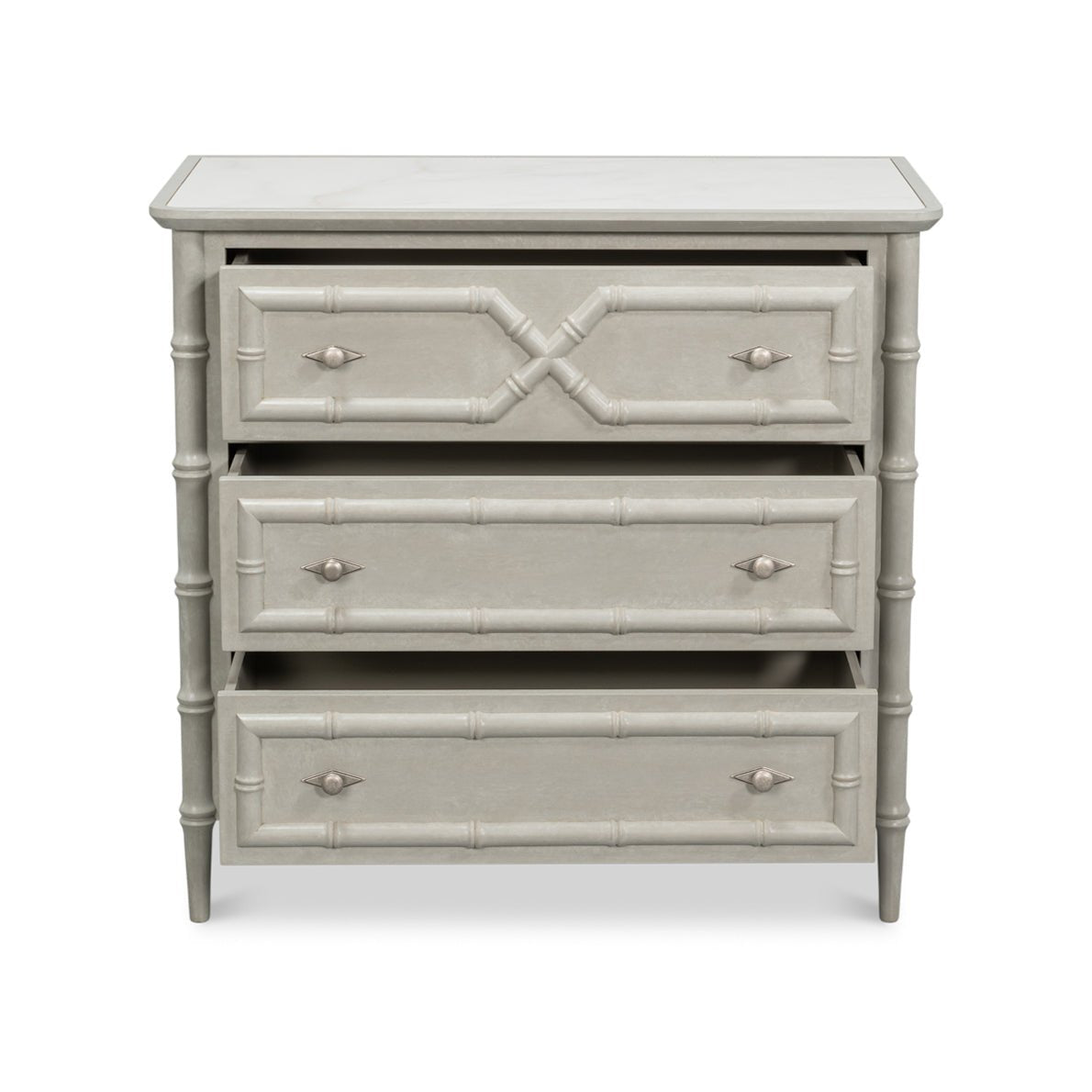 Faux Bamboo 3 - Drawer Chest - English Georgian America