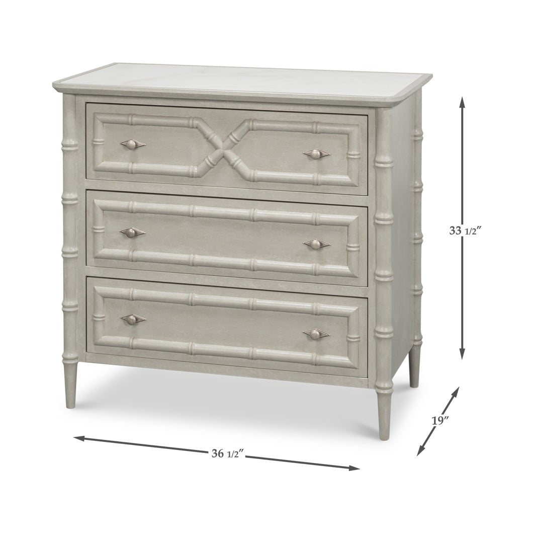 Faux Bamboo 3 - Drawer Chest - English Georgian America