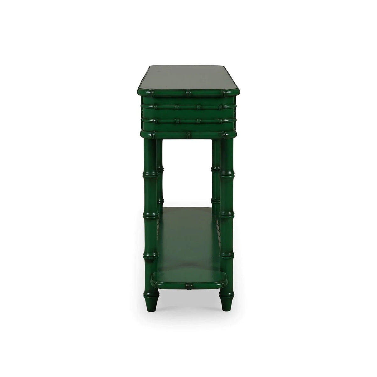 Faux Bamboo Console Table in Jade Green - English Georgian America