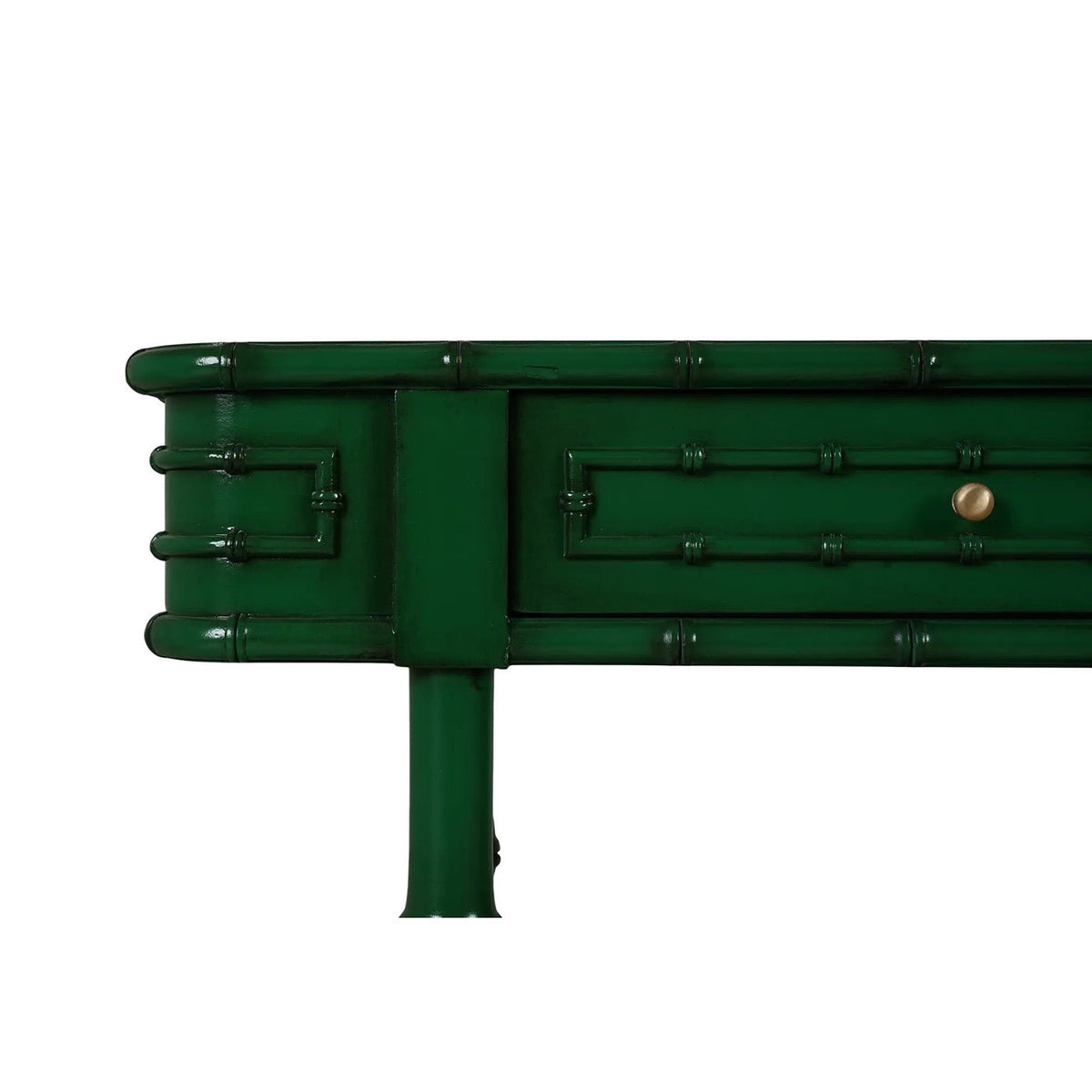 Faux Bamboo Console Table in Jade Green - English Georgian America