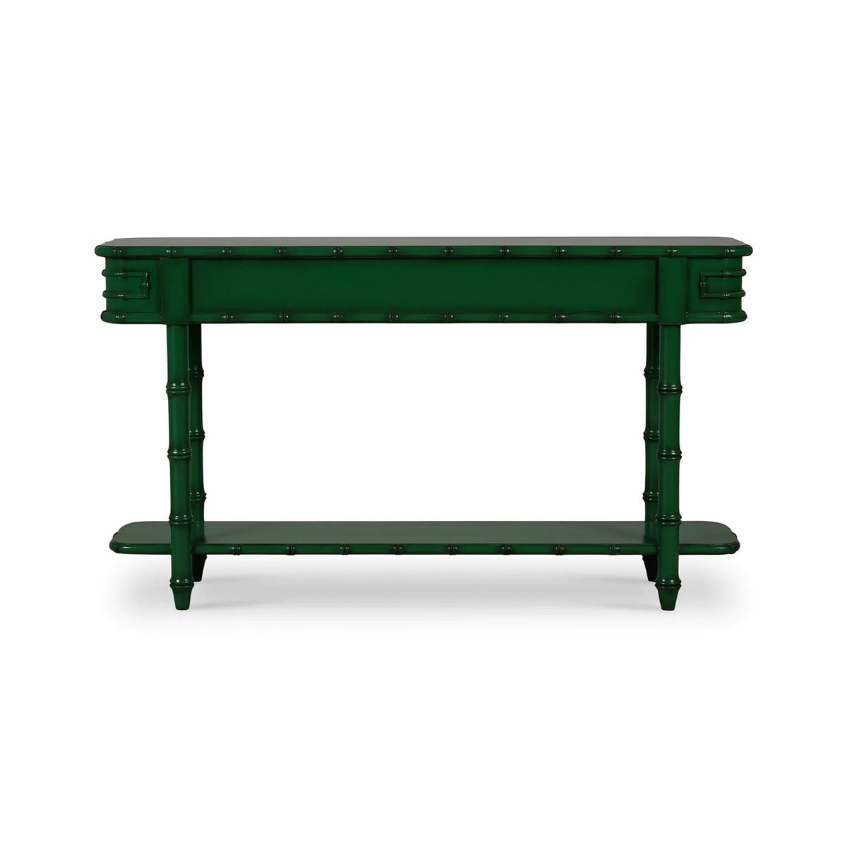 Faux Bamboo Console Table in Jade Green - English Georgian America