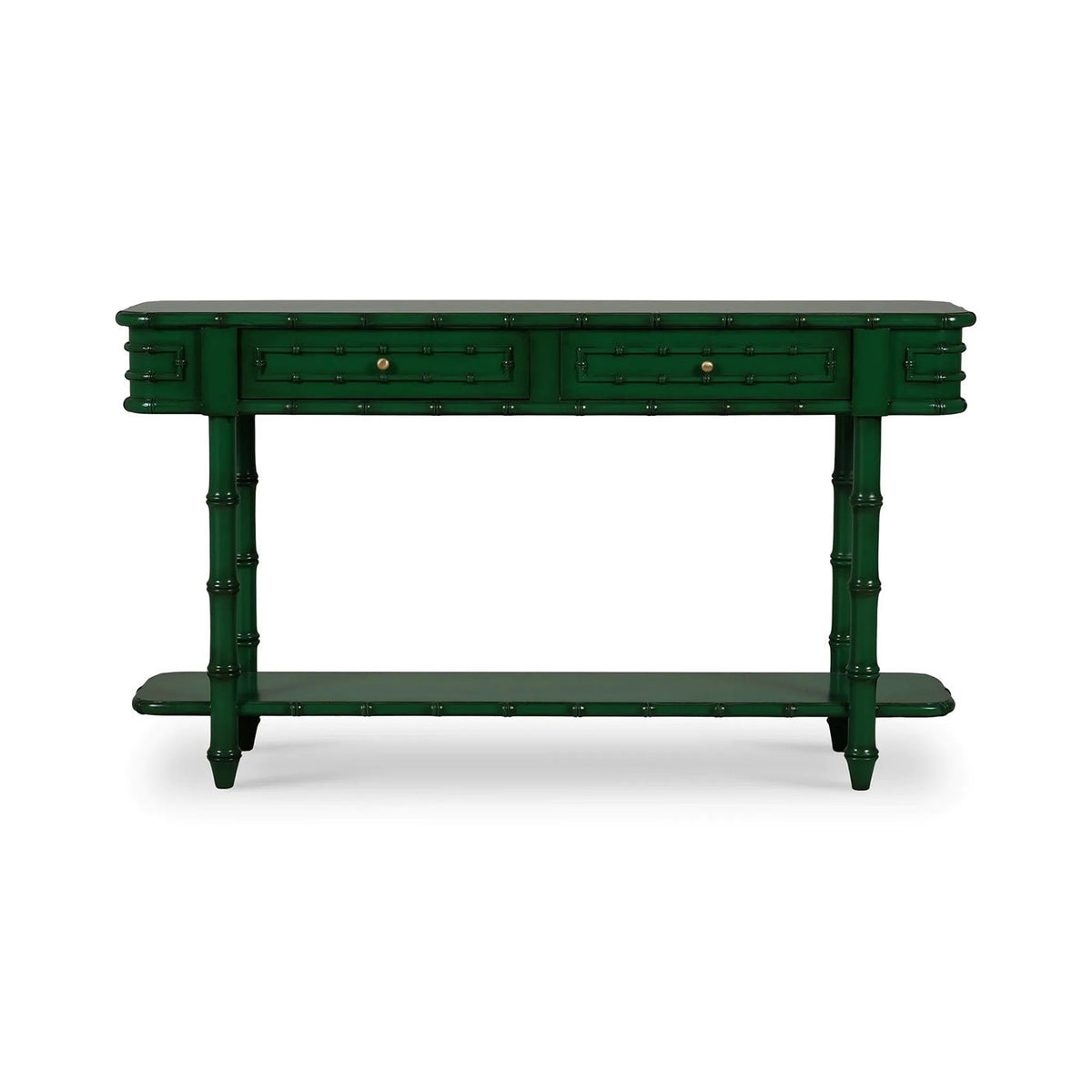 Faux Bamboo Console Table in Jade Green - English Georgian America