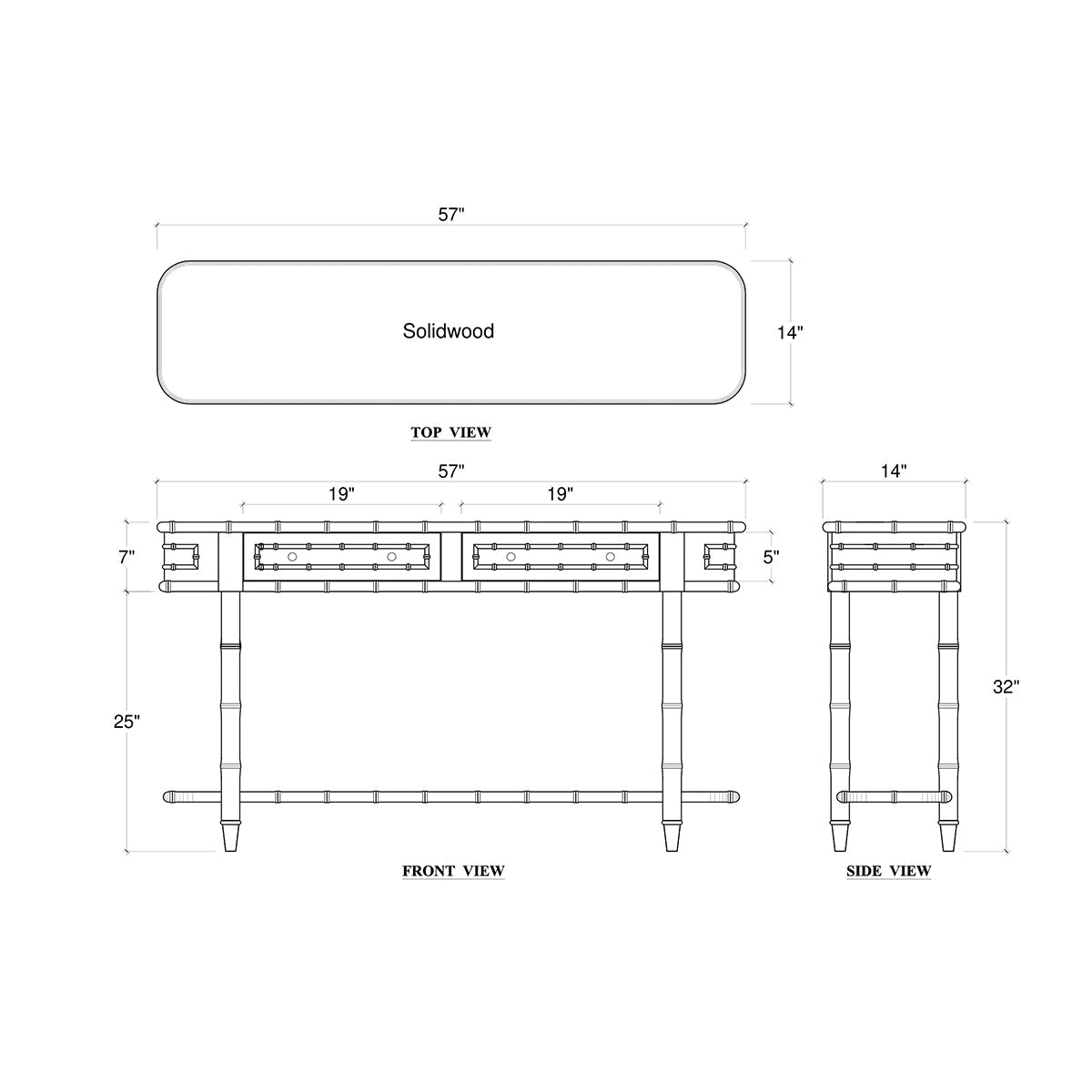 Faux Bamboo Console Table in Jade Green - English Georgian America