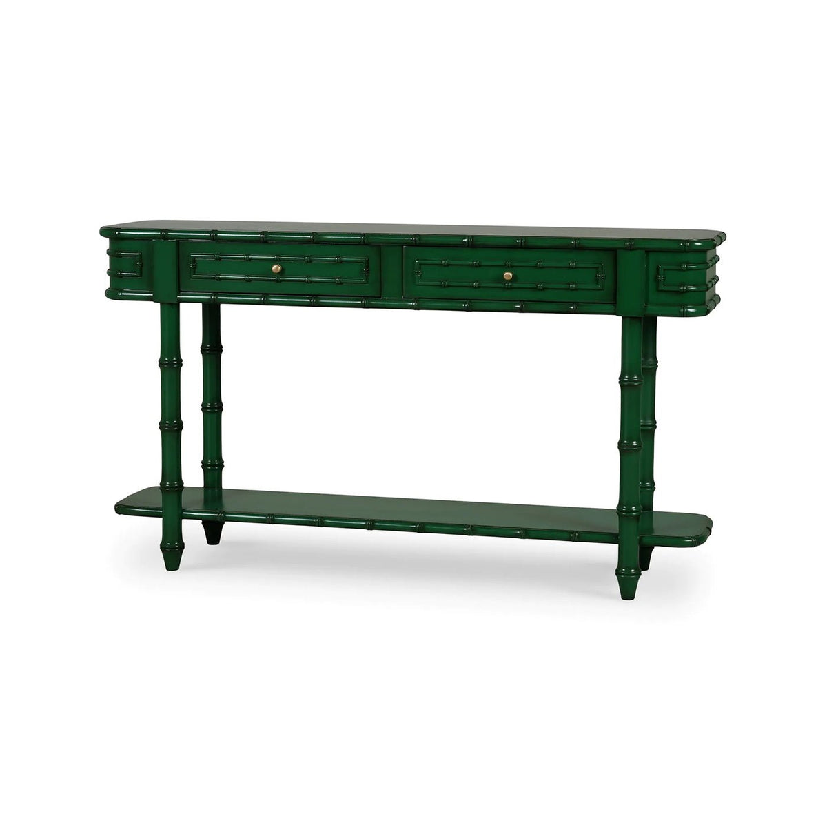Faux Bamboo Console Table in Jade Green - English Georgian America