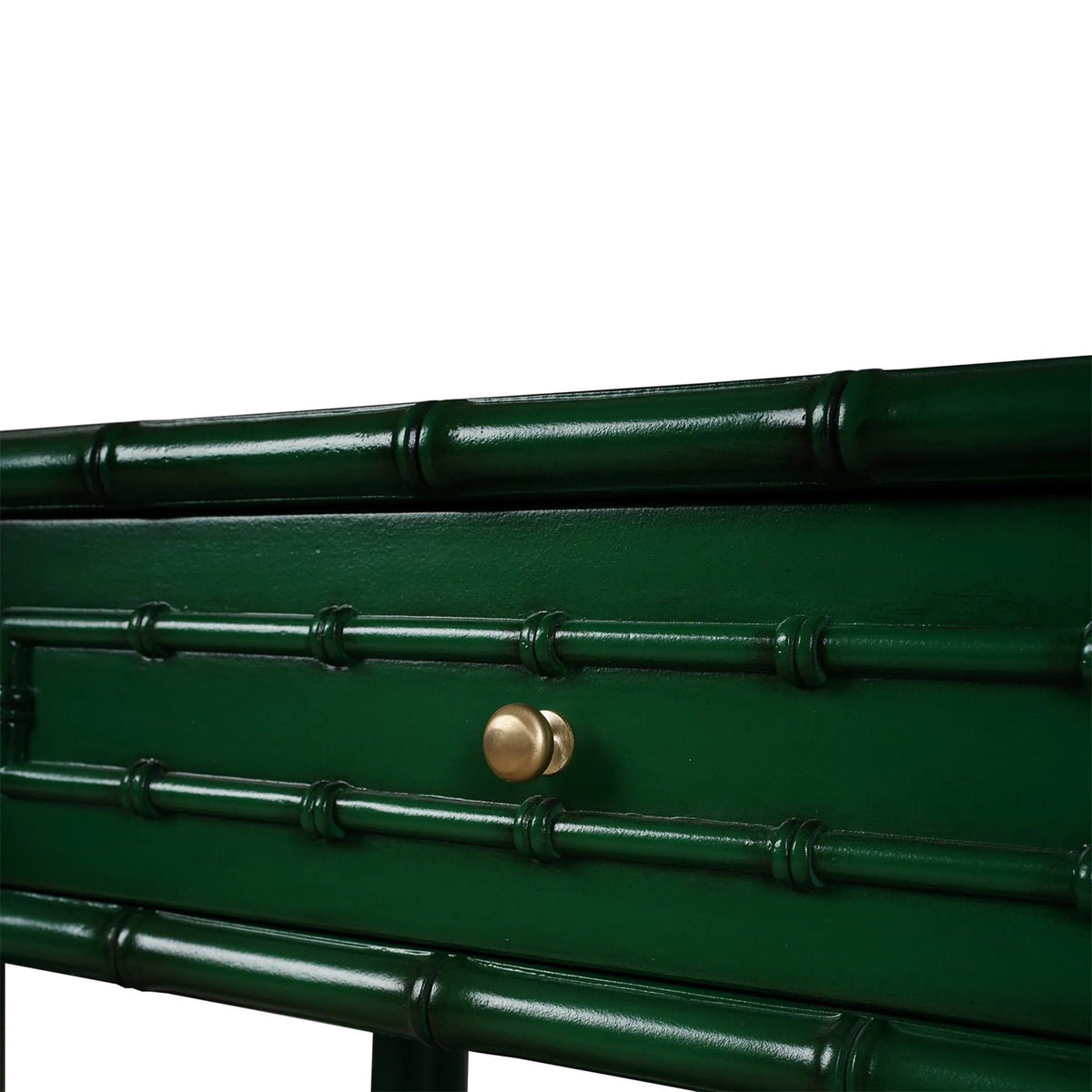 Faux Bamboo Console Table in Jade Green - English Georgian America