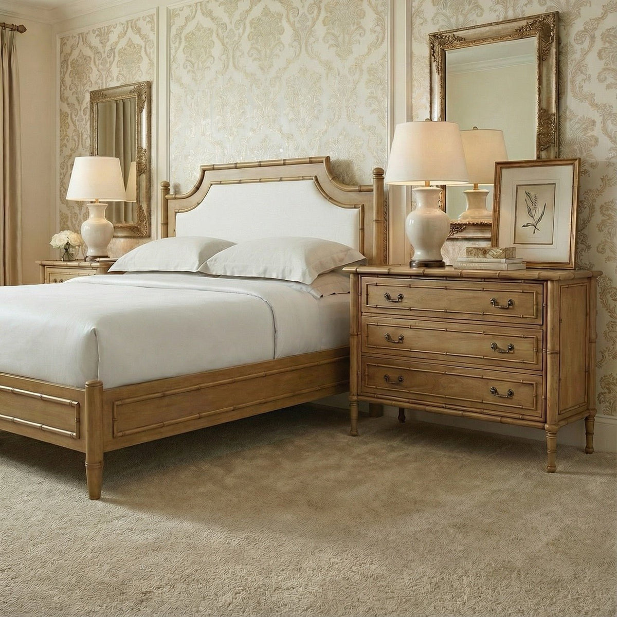 Faux Bamboo Three Drawer Chest - English Georgian America