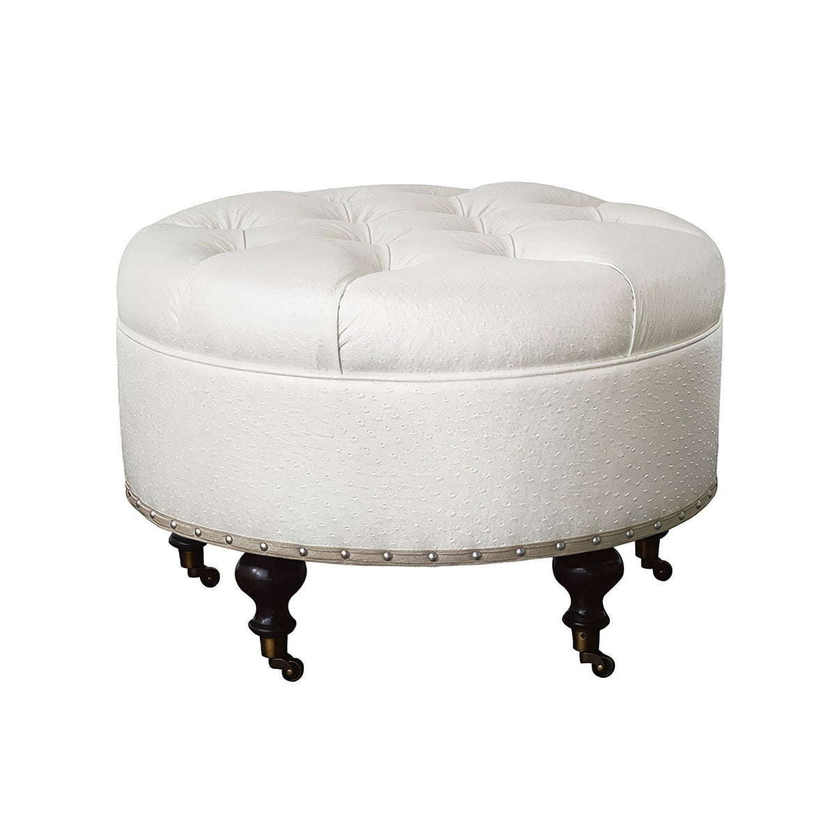 Faux Ostrich Leather Ottoman - English Georgian America