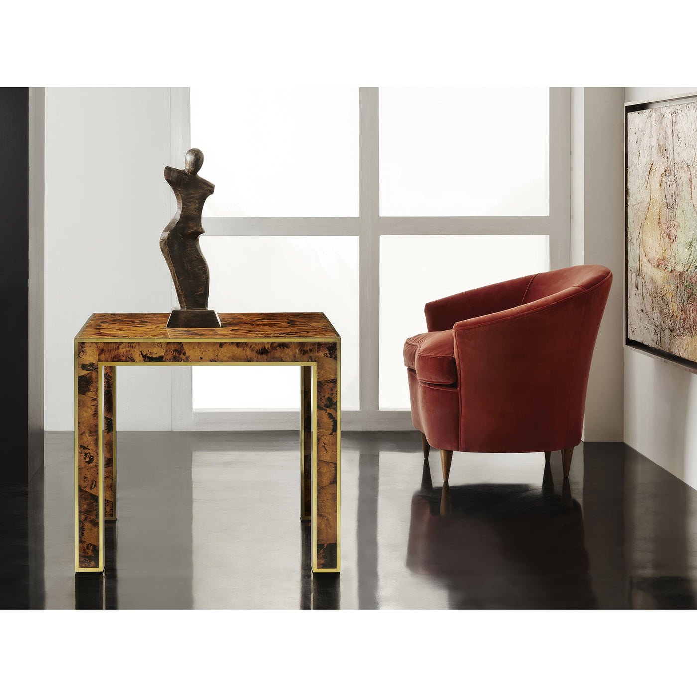 Faux Tortoise Shell End Table - English Georgian America