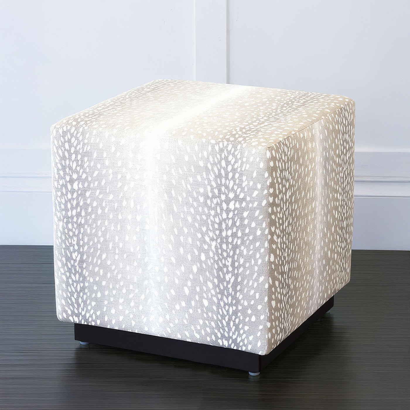 Fawn Grey Cube Ottoman - English Georgian America
