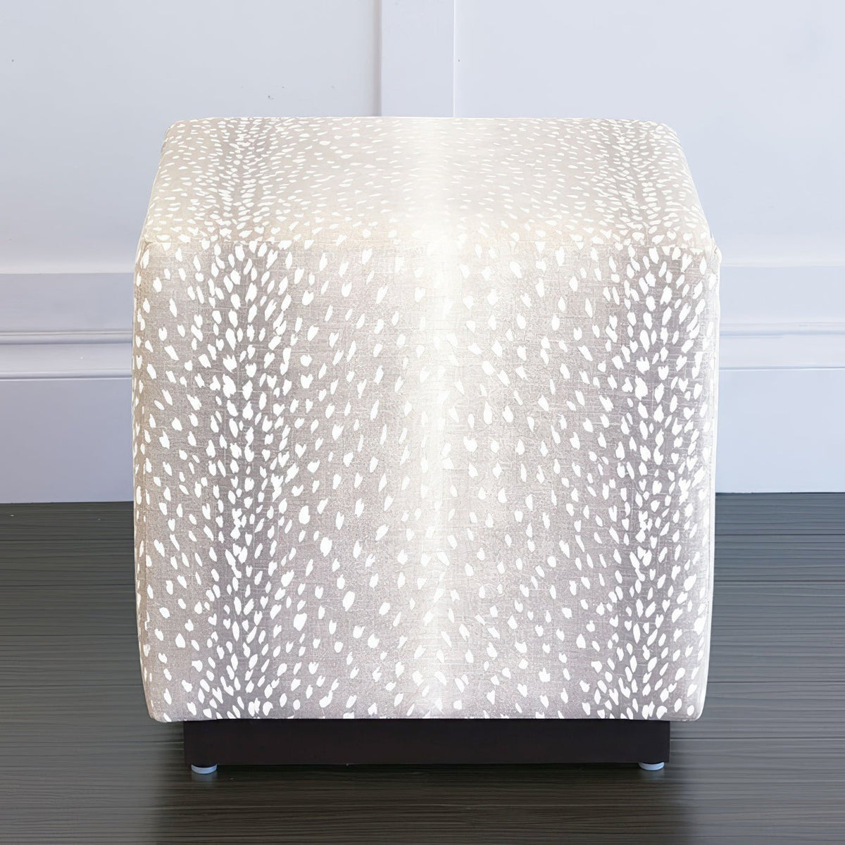Fawn Grey Cube Ottoman - English Georgian America