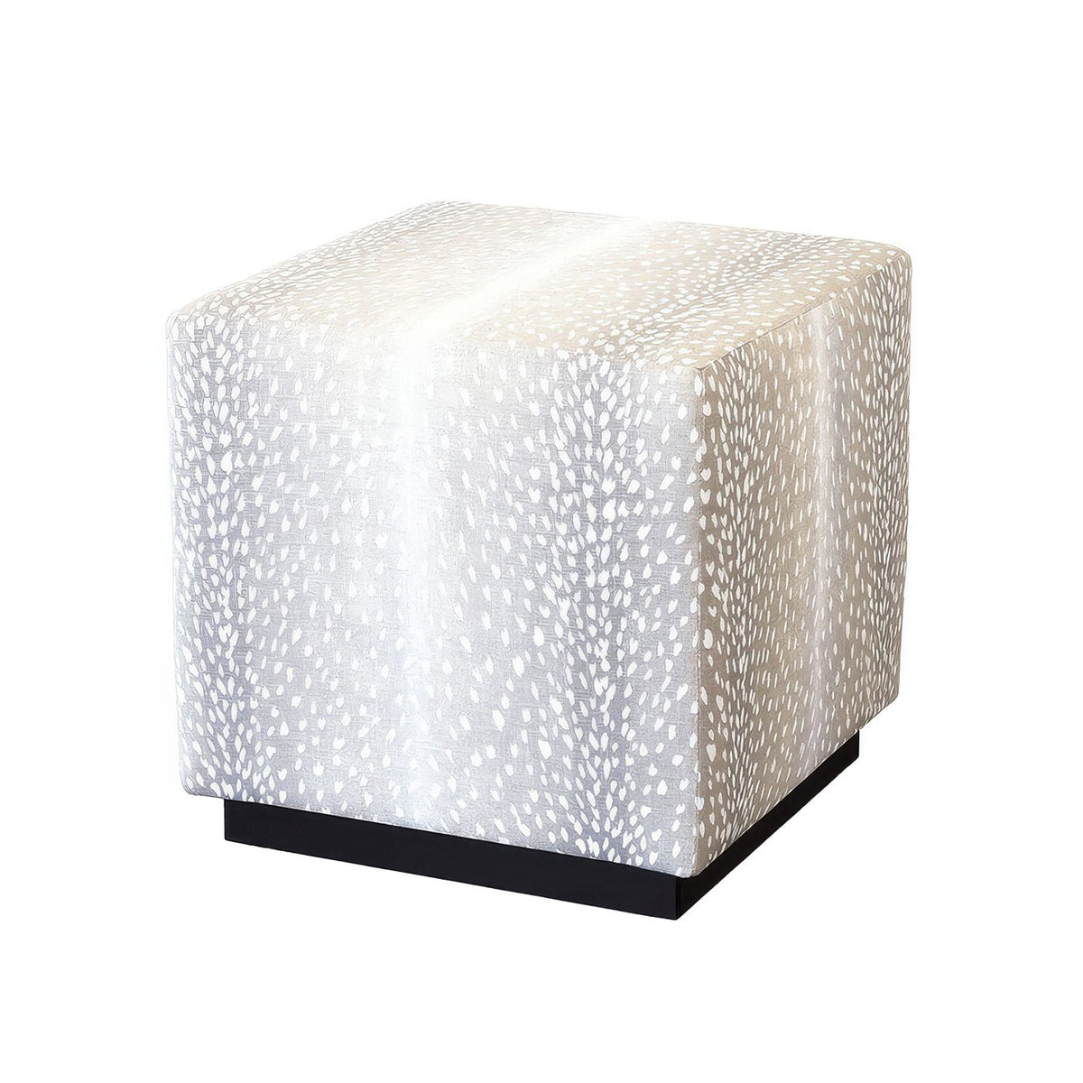 Fawn Grey Cube Ottoman - English Georgian America