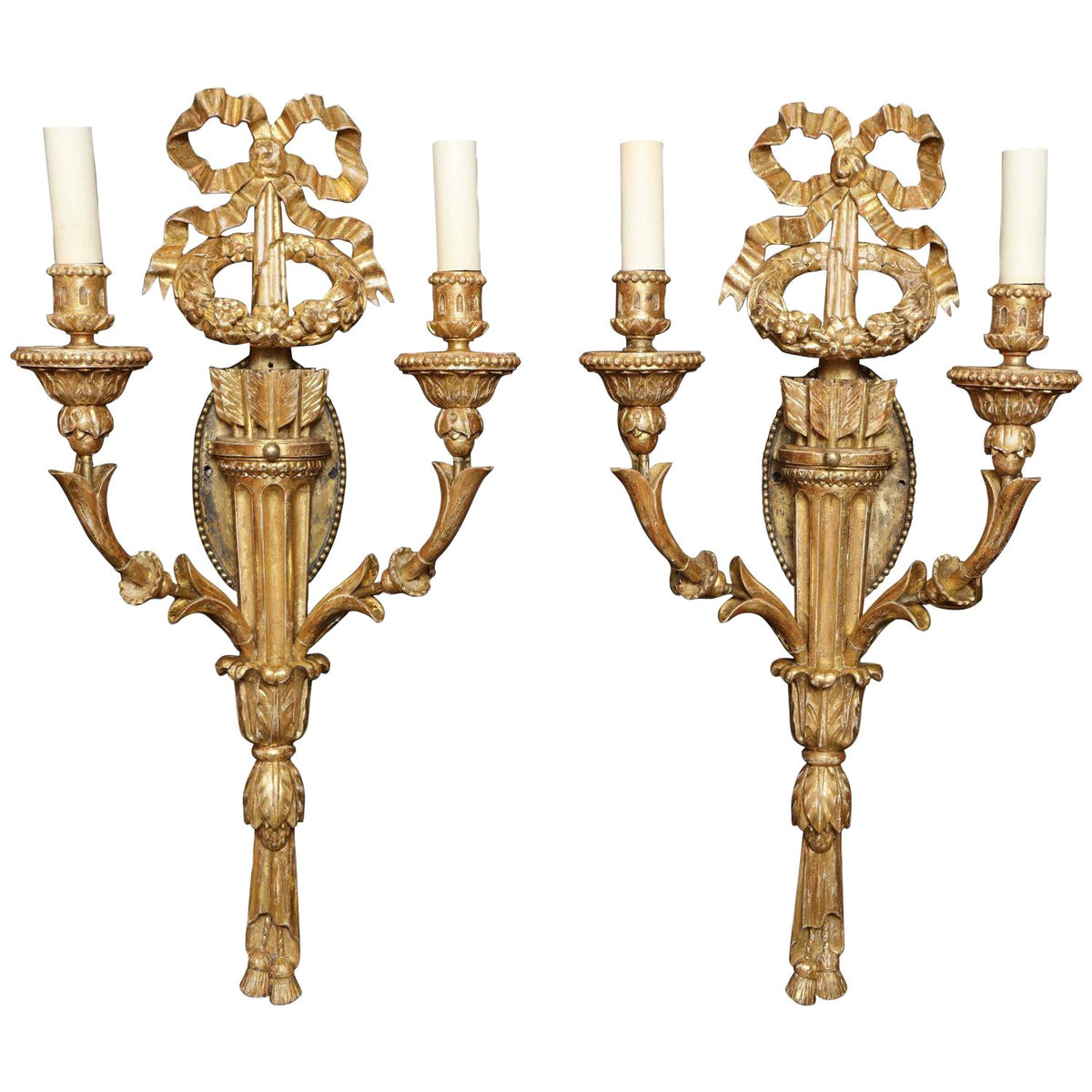 Fine Carved Giltwood Sconces - English Georgian America