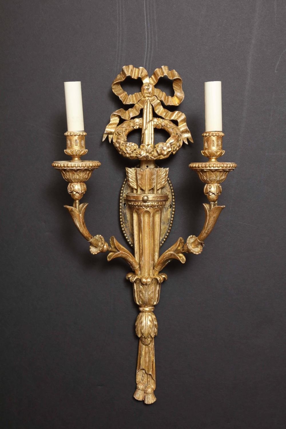 Fine Carved Giltwood Sconces - English Georgian America