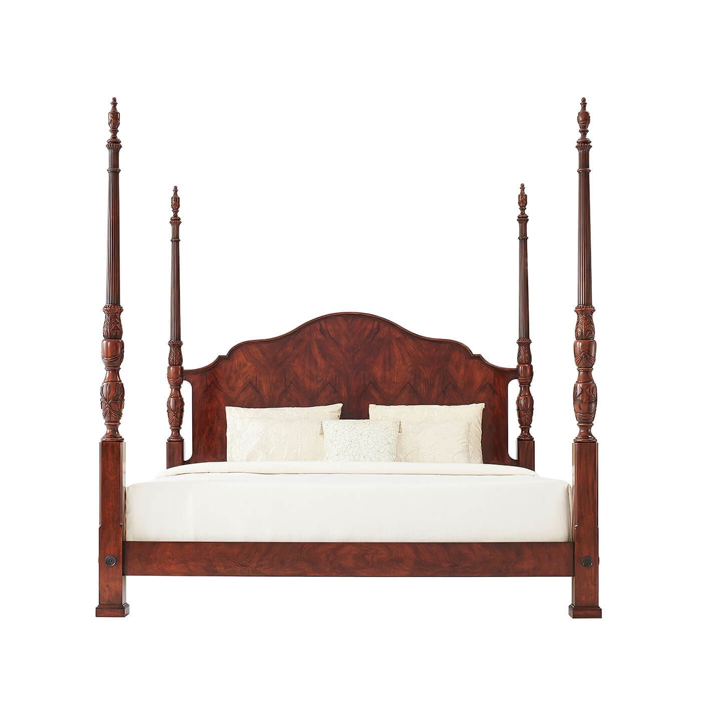 Finely Carved Mahogany Four Post King Size Bed - English Georgian America