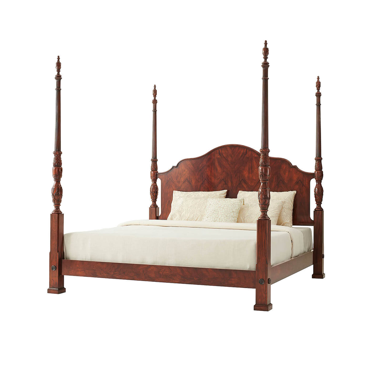 Finely Carved Mahogany Four Post King Size Bed - English Georgian America