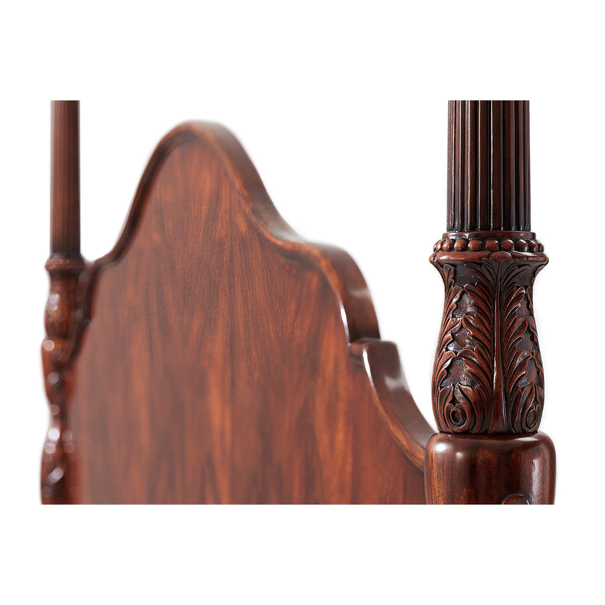 Finely Carved Mahogany Four Post King Size Bed - English Georgian America