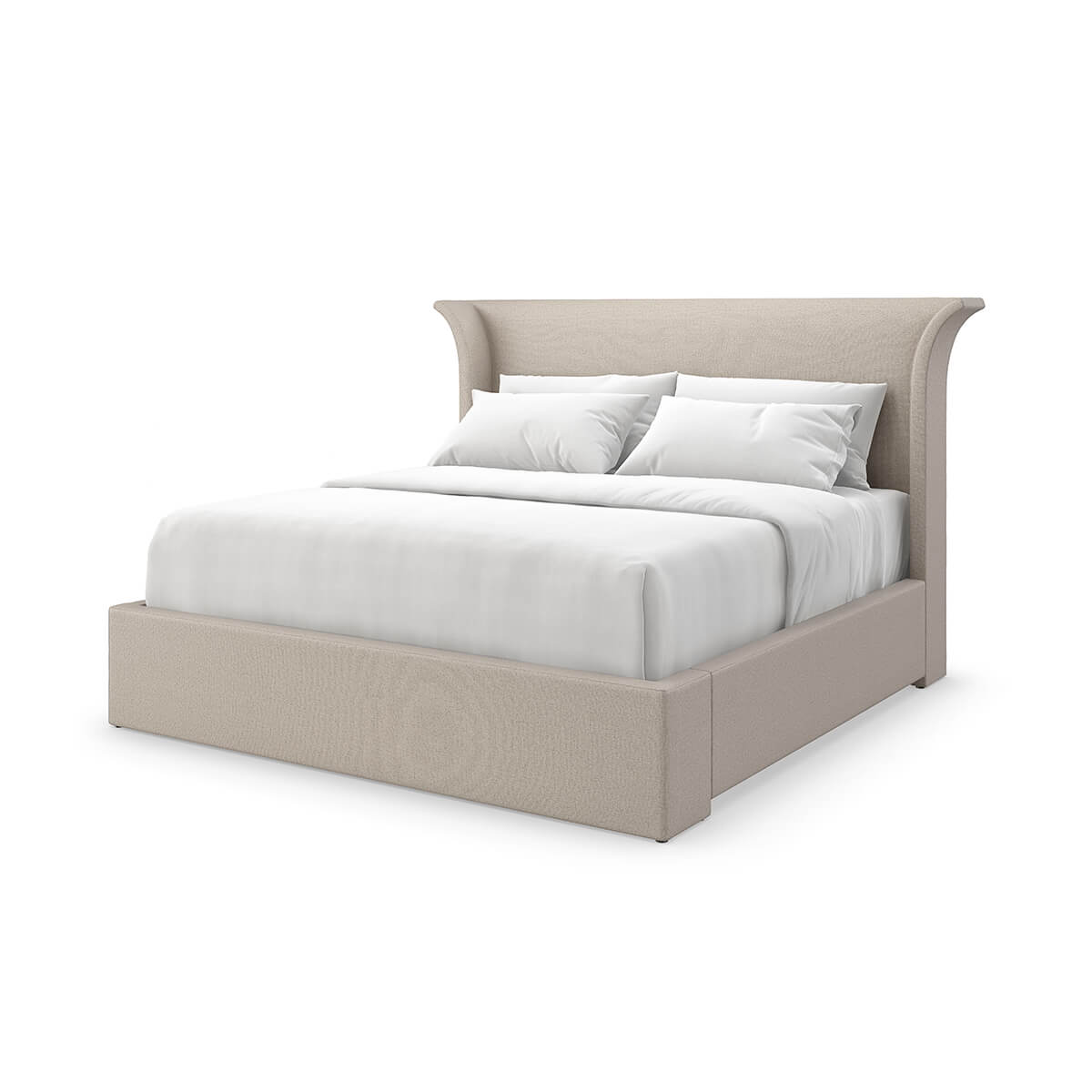 Flared Modern Fully Upholstered King Bed - Oatmeal - English Georgian America