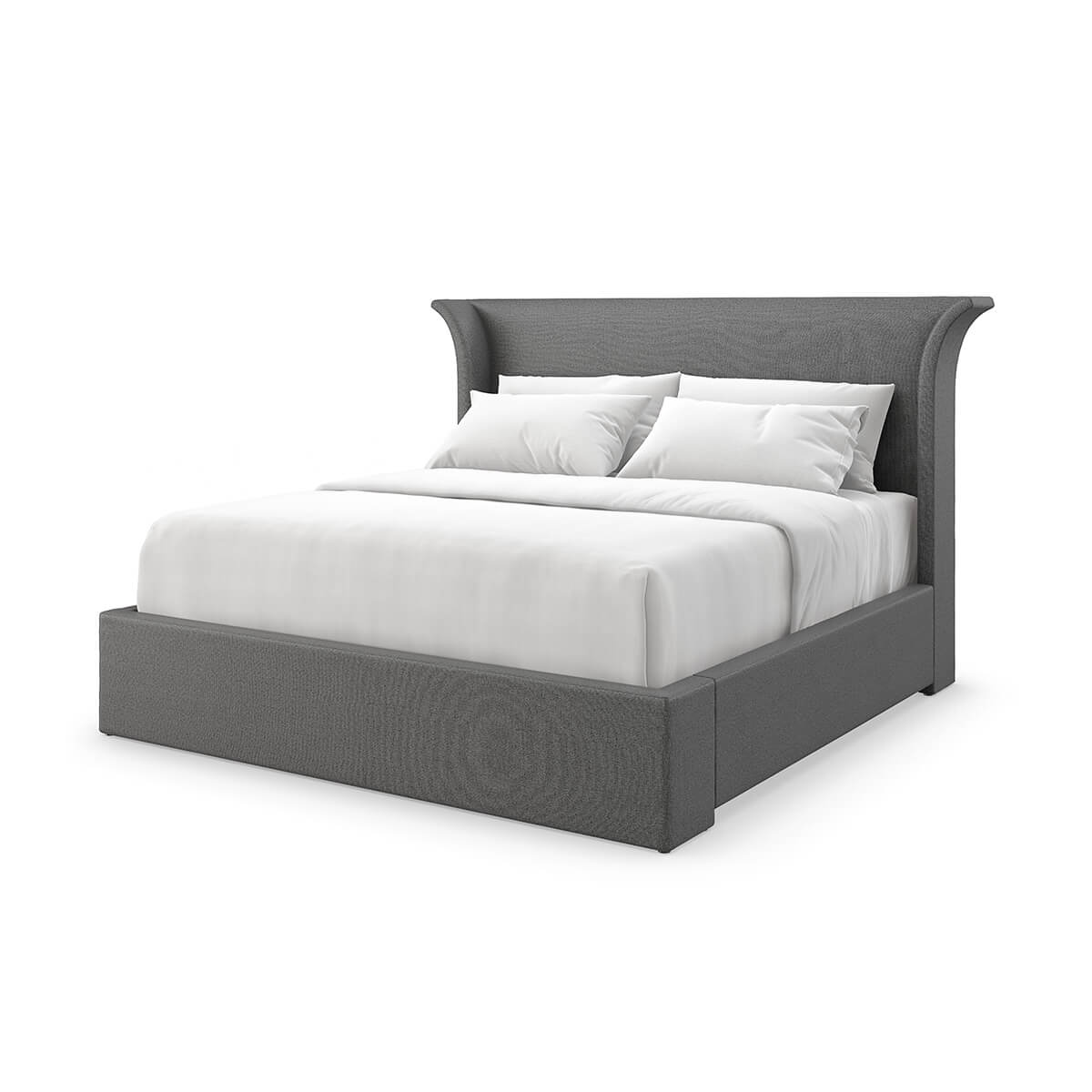 Flared Modern Fully Upholstered Queen Bed - Dark - English Georgian America